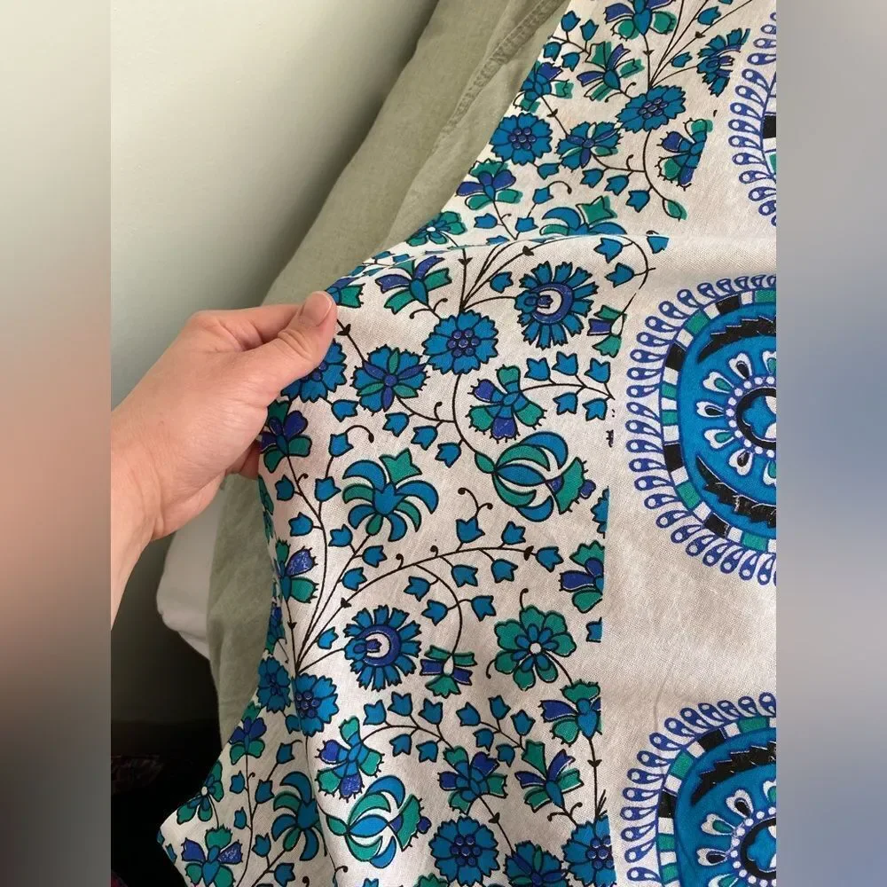 1970s Psychedelic Flower Power Made in India Bed Cover